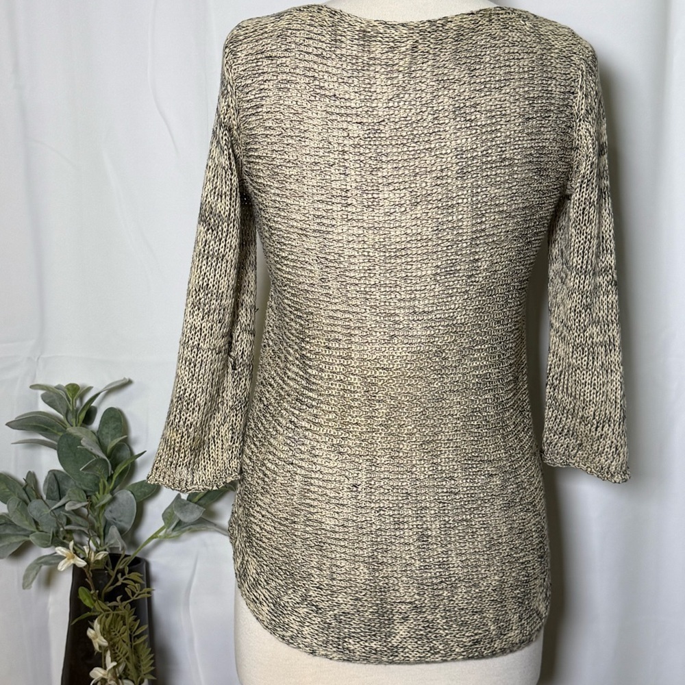 Eileen Fisher knit Linen Cotton blend 3/4 Sleeve Beige Top Women’s Size X-Small - Picture 3 of 7